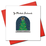 Welsh Christmas Card, Nadolig Llawen, Thinking of You, padded star embellished