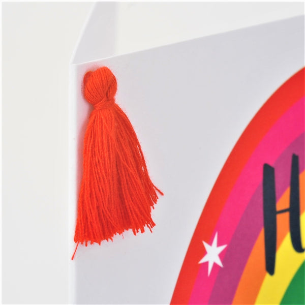 Birthday Card, Rainbow, Embellished with a colourful tassel