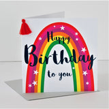 Birthday Card, Rainbow, Embellished with a colourful tassel