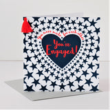 Engagement Card, Heart in Stars, Wedding, Embellished with a colourful tassel