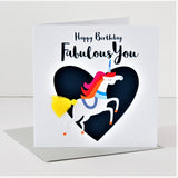 Birthday Card, Unicorn, Fabulous You, Embellished with a colourful tassel