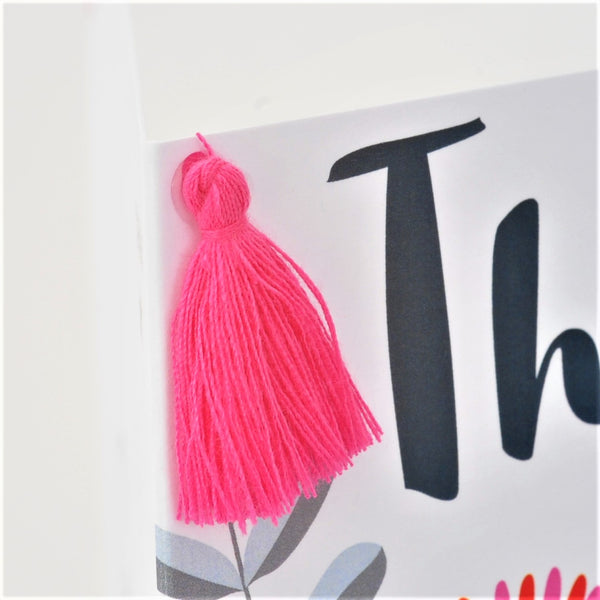 Thank You Card, Flowers, Thank You, Embellished with a colourful tassel