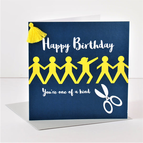 Birthday Card, Dab Man, One of a Kind, Embellished with a colourful tassel