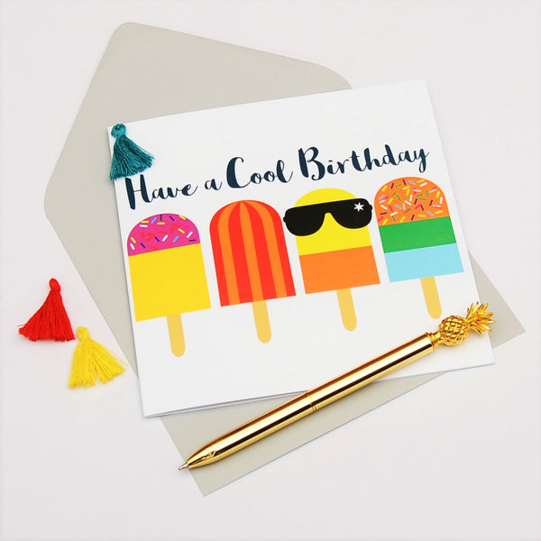 Birthday Card, Ice Lollies, Cool Birthday, Embellished with a colourful tassel
