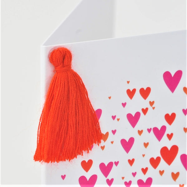 Welsh Valentine's Day Card, Heart of Hearts, Tassel Embellished
