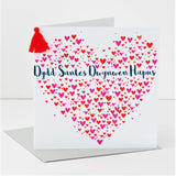 Welsh Valentine's Day Card, Heart of Hearts, Tassel Embellished