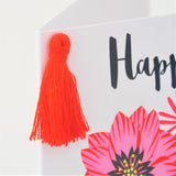Valentine's Day Card, Wife, Big Heart, Embellished with a colourful tassel