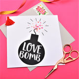 Valentine's Day Card, Bomb, Love Bomb, Embellished with a colourful tassel