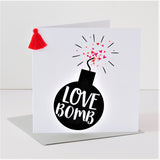 Valentine's Day Card, Bomb, Love Bomb, Embellished with a colourful tassel
