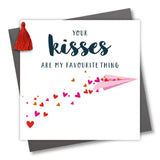 Valentine's Day Card, Paper Plane Kisses, Embellished with a colourful tassel