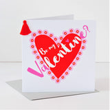 Valentine's Day Card, Heart with Flowers, Embellished with a colourful tassel