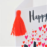 Valentine's Day Card, Husband, Hearts, Embellished with a colourful tassel