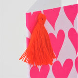 Valentine's Day Card, Hearts Background, Embellished with a colourful tassel