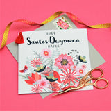 Welsh Valentine's Day Card, Bouquet, Happy Valentine's Day, Tassel Embellished