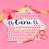 Welsh Valentine's Day Card, Rows of Hearts, I Love You, Tassel Embellished