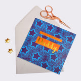 Birthday Card, Daddy Blue Stars, Happy Birthday Daddy, text foiled in shiny gold