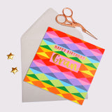 Birthday Card, Gran, Colourful Diamonds, text foiled in shiny gold