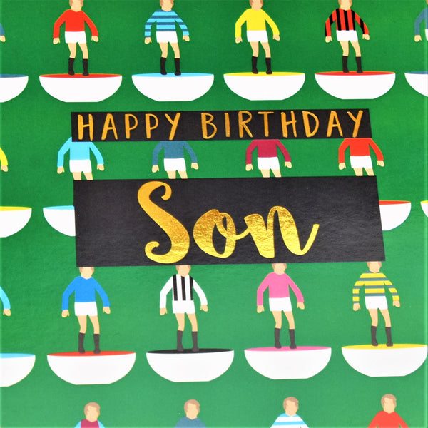 Birthday Card, Son Footballers, Happy Birthday Son, text foiled in shiny gold