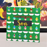 Birthday Card, Son Footballers, Happy Birthday Son, text foiled in shiny gold