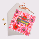 Birthday Card, Granny, Flowers, Happy Birthday Granny, text foiled in shiny gold