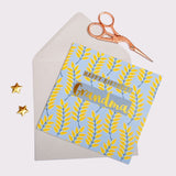 Birthday Card, Grandma, Leaves, text foiled in shiny gold