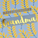 Birthday Card, Grandma, Leaves, text foiled in shiny gold