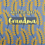 Birthday Card, Grandma, Leaves, text foiled in shiny gold
