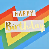 Birthday Card, Colour Bolt, Happy Birthday, text foiled in shiny gold