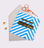 Birthday Card, Son-in-law Blue Chevrons, text foiled in shiny gold