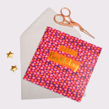Birthday Card, Pink Shapes, Happy Birthday, text foiled in shiny gold
