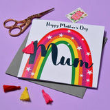 Mother's Day Card, Rainbow, Mum, Embellished with a colourful tassel