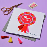 Welsh Mother's Day Card, Sul y Mamau Hapus, Mam, Rosette, Tassel Embellished