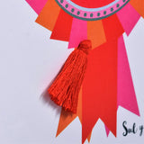 Welsh Mother's Day Card, Sul y Mamau Hapus, Mam, Rosette, Tassel Embellished