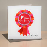 Welsh Mother's Day Card, Sul y Mamau Hapus, Mam, Rosette, Tassel Embellished
