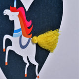 Welsh Mother's Day Card, Sul y Mamau Hapus, Mam, Unicorn Tassel Embellished