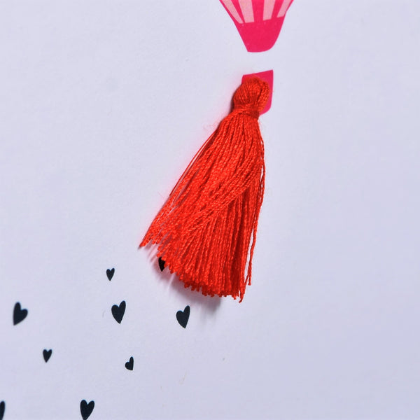 Welsh Mother's Day Card, Sul y Mamau Hapus, Hot air balloon, Tassel Embellished
