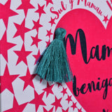 Welsh Granny Mother's Day Card, Sul y Mamau Hapus Mam-gu, Tassel Embellished