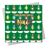 Welsh Birthday Card, Penblwydd Hapus Nai, Nephew, text foiled in shiny gold