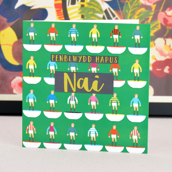 Welsh Birthday Card, Penblwydd Hapus Nai, Nephew, text foiled in shiny gold