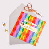 Welsh Birthday Card, Penblwydd Hapus, Goddaughter, text foiled in shiny gold