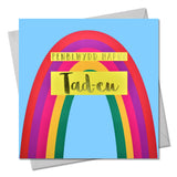 Welsh Birthday Card, Penblwydd Hapus Tad-cu, Grandad, text foiled in shiny gold