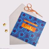 Welsh Birthday Card, Penblwydd Hapus Dadi, Daddy, text foiled in shiny gold