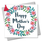 Mother's Day Card, Flower Wreath, Embellished with a colourful tassel