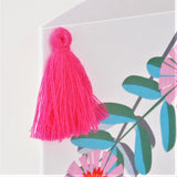 Mother's Day Card, Flower Wreath, Embellished with a colourful tassel