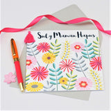 Welsh Mother's Day Card, Sul y Mamau Hapus, Flowers & Leaves, Tassel Embellished