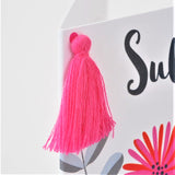 Welsh Mother's Day Card, Sul y Mamau Hapus, Flowers & Leaves, Tassel Embellished