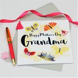 Mother's Day Card, Butterfly Wreath, Grandma, Embellished with a tassel
