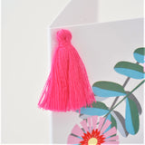 Welsh Mother's Day Card, Sul y Mamau Hapus, Flower Wreath, Tassel Embellished