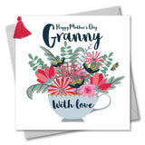 Mother's Day Card, Teacup, Granny, Embellished with a colourful tassel