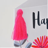 Mother's Day Card, Flowers & Leaves, Embellished with a colourful tassel